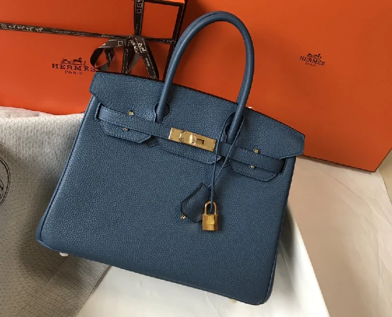 Hermes Birkin Blue For Women Gold-Toned Hardware 11in/30cm