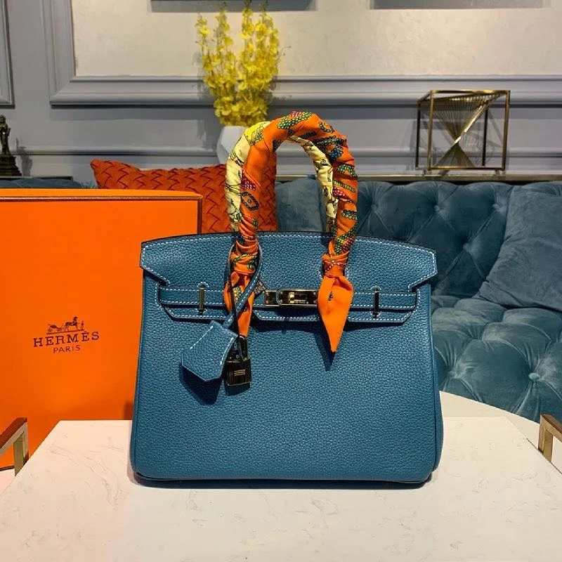 Hermes Birkin Blue Semi Handstitched With Gold Toned Hardware For Women 30cm/11.8in