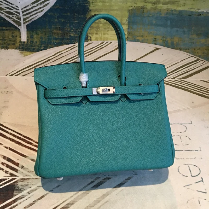 Hermes Birkin Dark Green For Women Silver Toned Hardware 9.8in/25cm