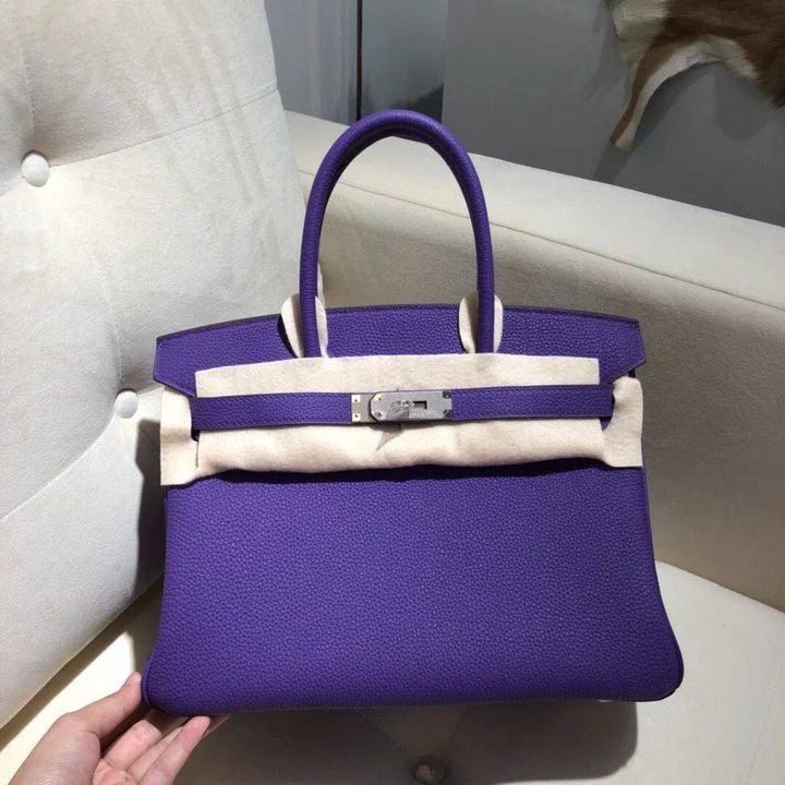 Hermes Birkin Purple For Women Silver Toned Hardware 9.8in/25cm