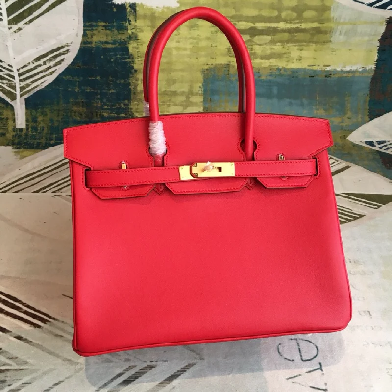 Hermes Birkin Red For Women Gold Toned Hardware 11.8in/30cm