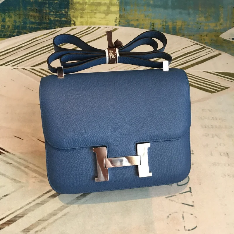 Hermes Constance 18 Epsom Navy Blue For Women Silver Toned Hardware. Women-s Handbags. Shoulder Bags 7.1in/18cm