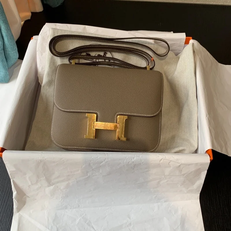 Hermes Constance 23 Epsom Grey Galet For Women. Women-s Handbags. Shoulder Bags 9in/23cm