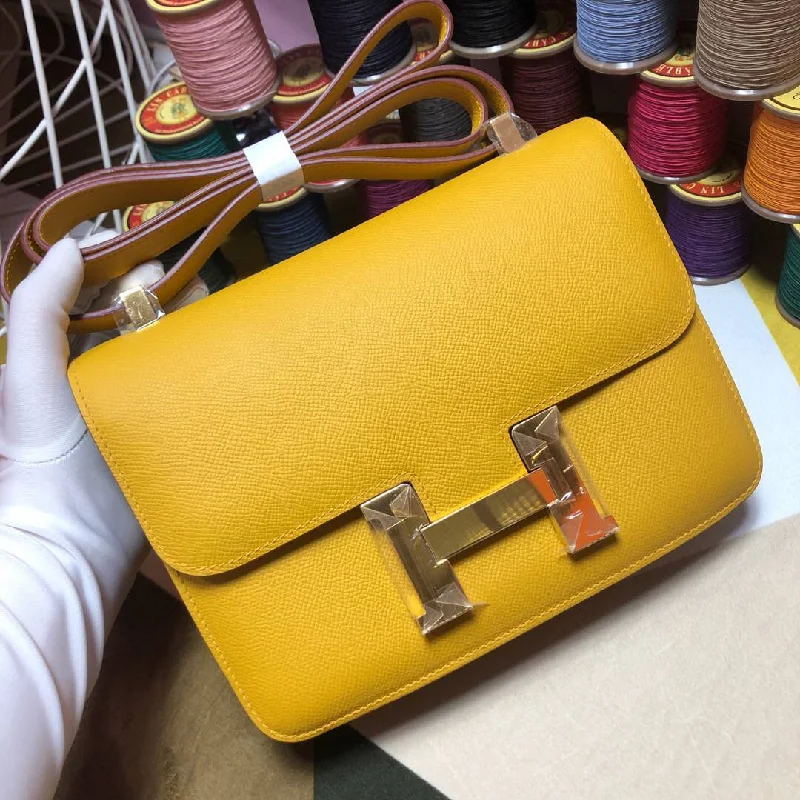 Hermes Constance 23 Epsom Yellow For Women. Women-s Handbags. Shoulder Bags 9.4in/23cm