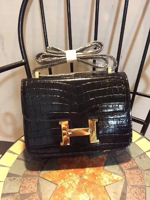 Hermes Constance 24 Pattern Crocodile Black For Women. Women-s Handbags. Shoulder Bag 9.4in/24cm