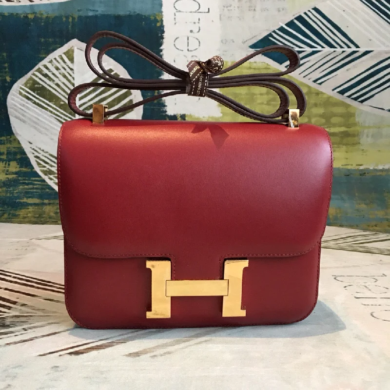 Hermes Constance Burgundy For Women Gold Toned Hardware 9.5in/24cm