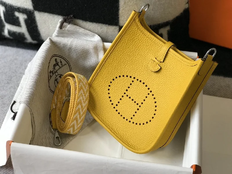 Hermes Evelyne 16 Amazone Bag Yellow With Silver-Toned Hardware For Women. Women-s Shoulder And Crossbody Bags 6.3in/16cm