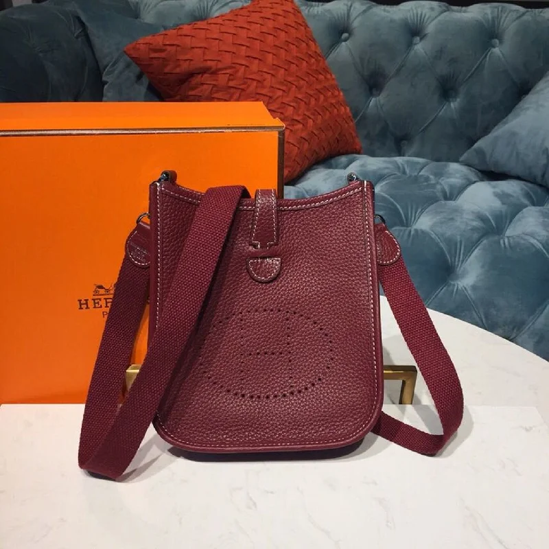 Hermes Evelyne II TPM Bag Burgundy For Women Silver Toned Hardware 7.9in/20cm