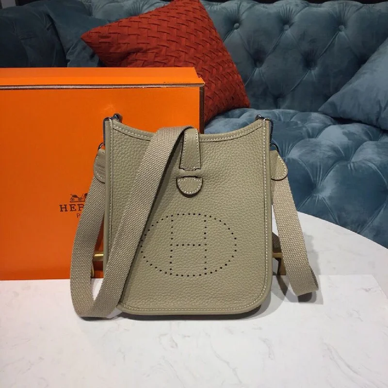 Hermes Evelyne II TPM Bag Light Grey For Women Silver Toned Hardware 7.9in/20cm