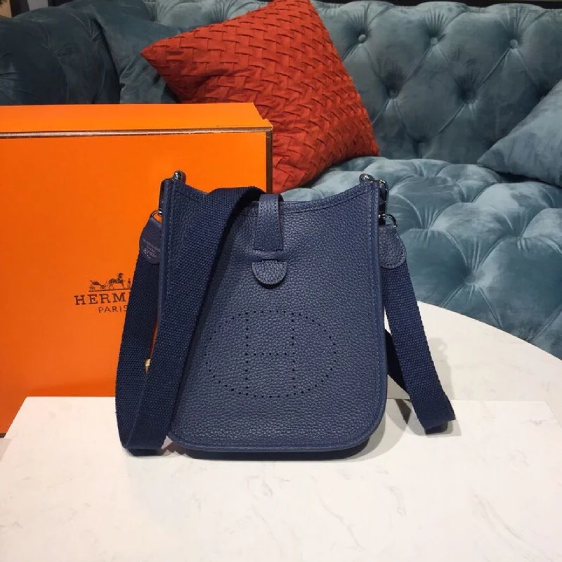 Hermes Evelyne II TPM Bag Navy For Women Silver Toned Hardware 7.9in/20cm