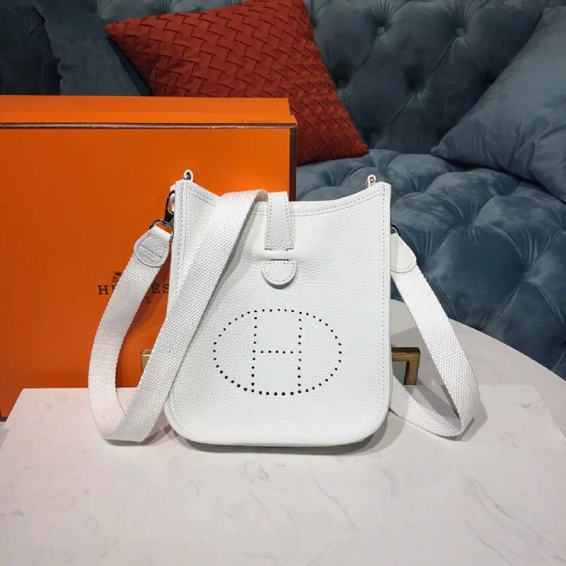 Hermes Evelyne II TPM Bag White For Women Silver Toned Hardware 7.9in/20cm