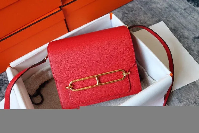 Hermes Evercolor Sac Roulis 23 Red For Women. Women-s Handbags. Shoulder Bags 9in/23cm