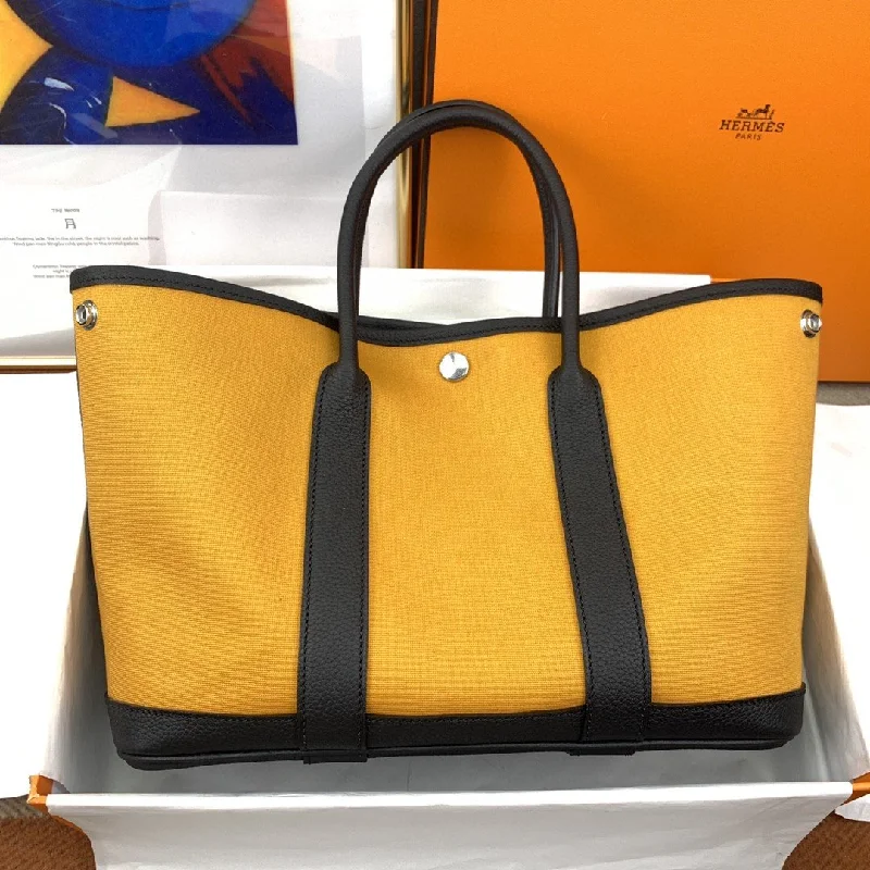 Hermes Garden Party 36 Canvas Tote Bag Yellow/Black For Women. Women-s Handbags. Shoulder Bags 14.2in/36cm