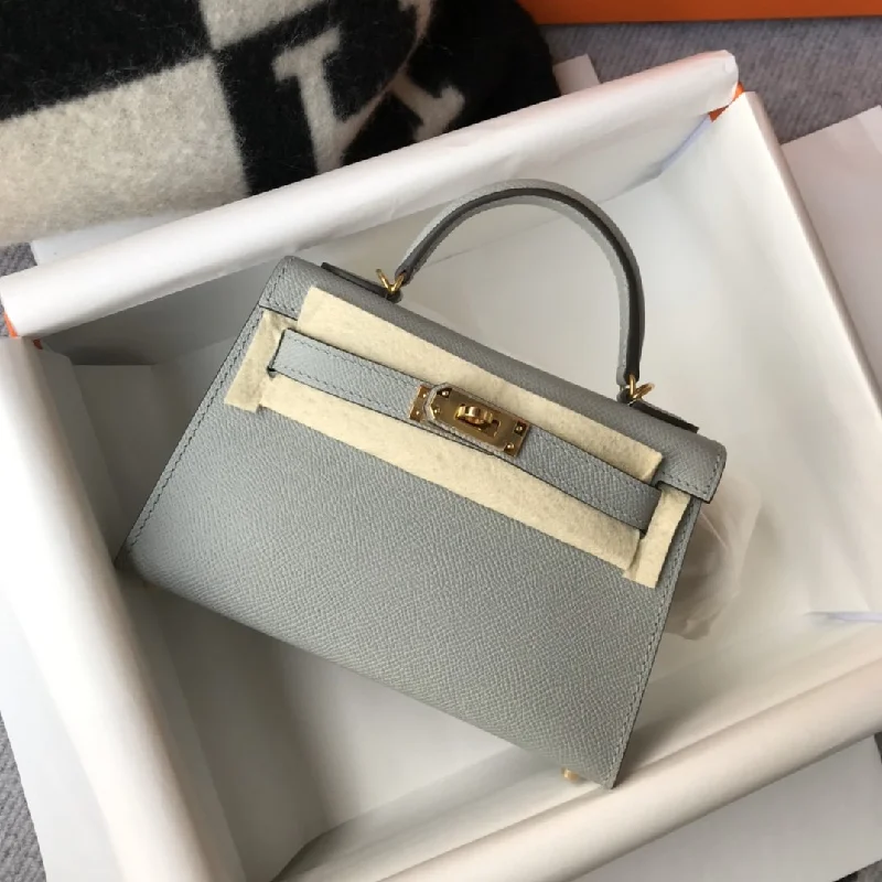 Hermes Kelly 19 Grey Glacier Epsom With Gold Toned Hardware Bag For Women. Women-s Handbags. Shoulder Bags 7.5in/19cm