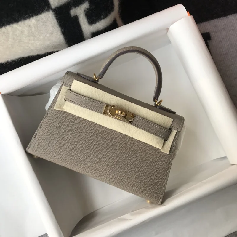 Hermes Kelly 19 Grey With Gold Toned Hardware Bag For Women. Women-s Handbags. Shoulder Bags 7.5in/19cm