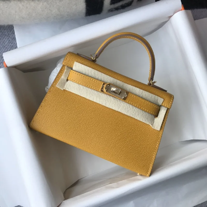 Hermes Kelly 19 Yellow With Gold Toned Hardware Bag For Women. Women-s Handbags. Shoulder Bags 7.5in/19cm