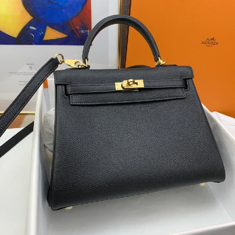 Hermes Kelly 25 Retourne Togo Black Bag For Women. Women-s Handbags. Shoulder Bags 10in/25cm