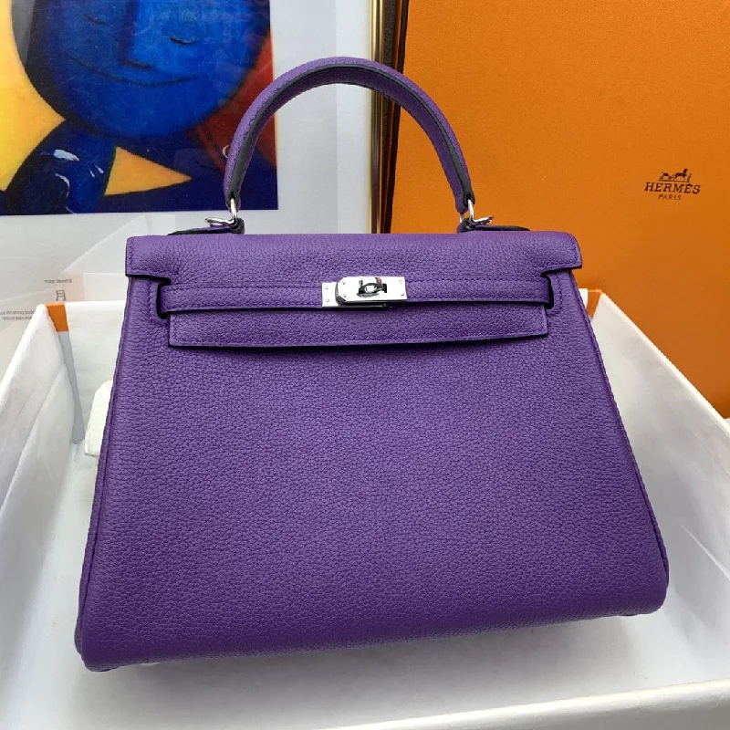 Hermes Kelly 25 Retourne Togo Purple Bag For Women. Women-s Handbags. Shoulder Bags 10in/25cm