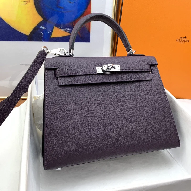 Hermes Kelly 25 Sellier Epsom Dark Purple Bag For Women. Women-s Handbags. Shoulder Bags 10in/25cm