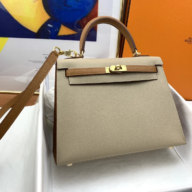 Hermes Kelly 25 Sellier Epsom Etoupe/Brown Bag For Women. Women-s Handbags. Shoulder Bags 10in/25cm