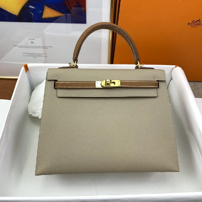 Hermes Kelly 25 Sellier Epsom Greige/Brown Bag For Women. Women-s Handbags. Shoulder Bags 10in/25cm