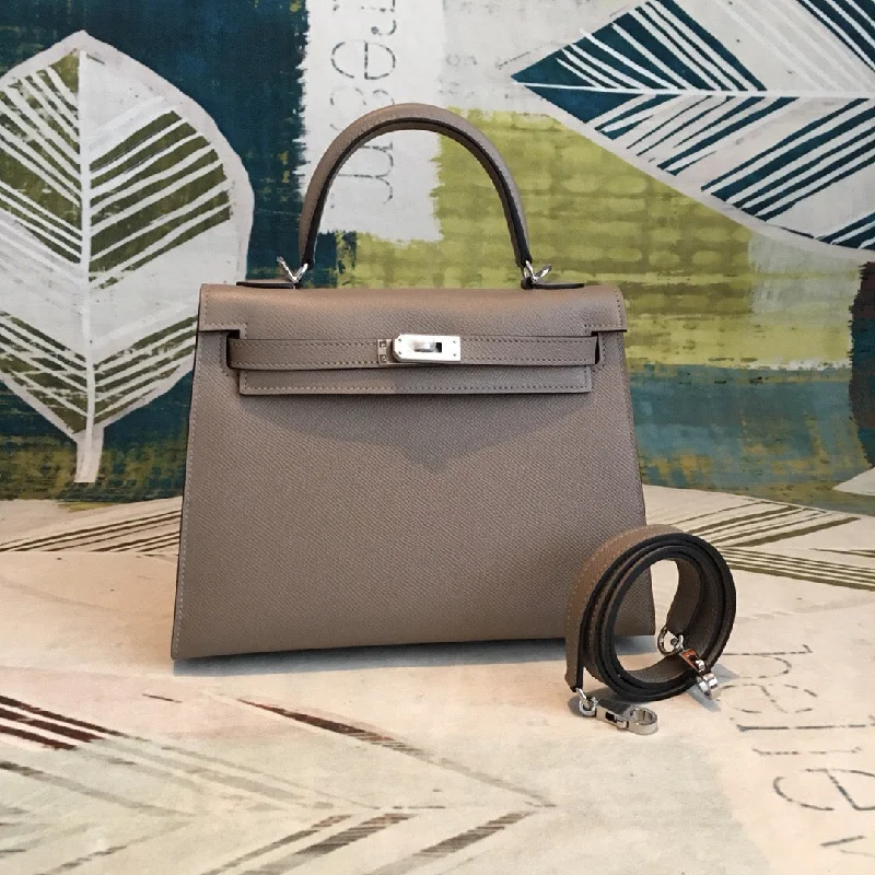 Hermes Kelly 25 Sellier Epsom Gris Asphalt Bag For Women Silver Toned Hardware. Women-s Handbags. Shoulder Bags 10in/25cm