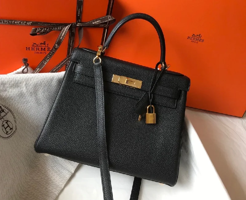 Hermes Kelly 28 Retourne Togo Black Bag For Women. Women-s Handbags. Shoulder Bags 11in/28cm