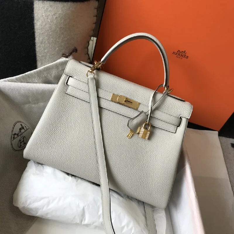 Hermes Kelly 28 Retourne Togo White Bag For Women. Women-s Handbags. Shoulder Bags 11in/28cm