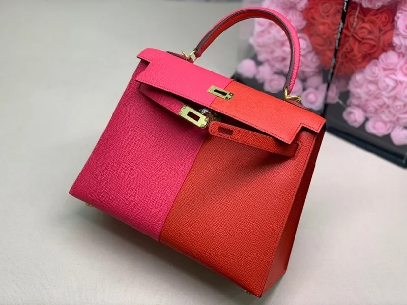 Hermes Kelly 28 Sellier Epsom Bag Red/Pink For Women. Women-s Handbags. Shoulder Bags 11in/28cm