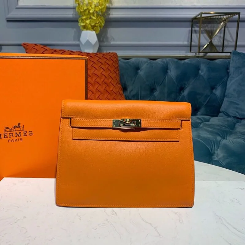 Hermes Kelly Danse II Bag Swift Orange Gold Hardware For Women 8.7in/22cm