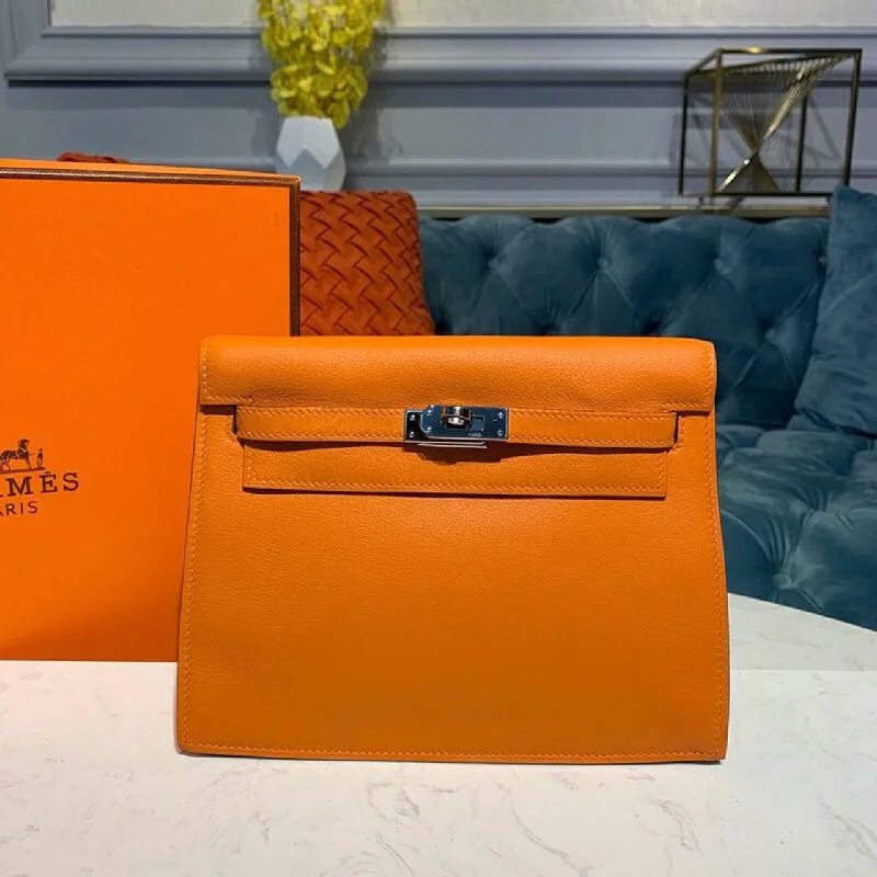 Hermes Kelly Danse II Bag Swift Orange Palladium Hardware For Women 8.7in/22cm