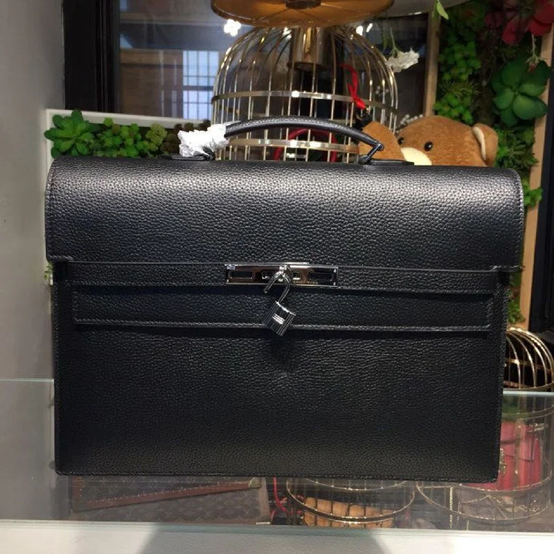 Hermes Kelly Depeche Black For Women Palladium Hardware 15in/38cm