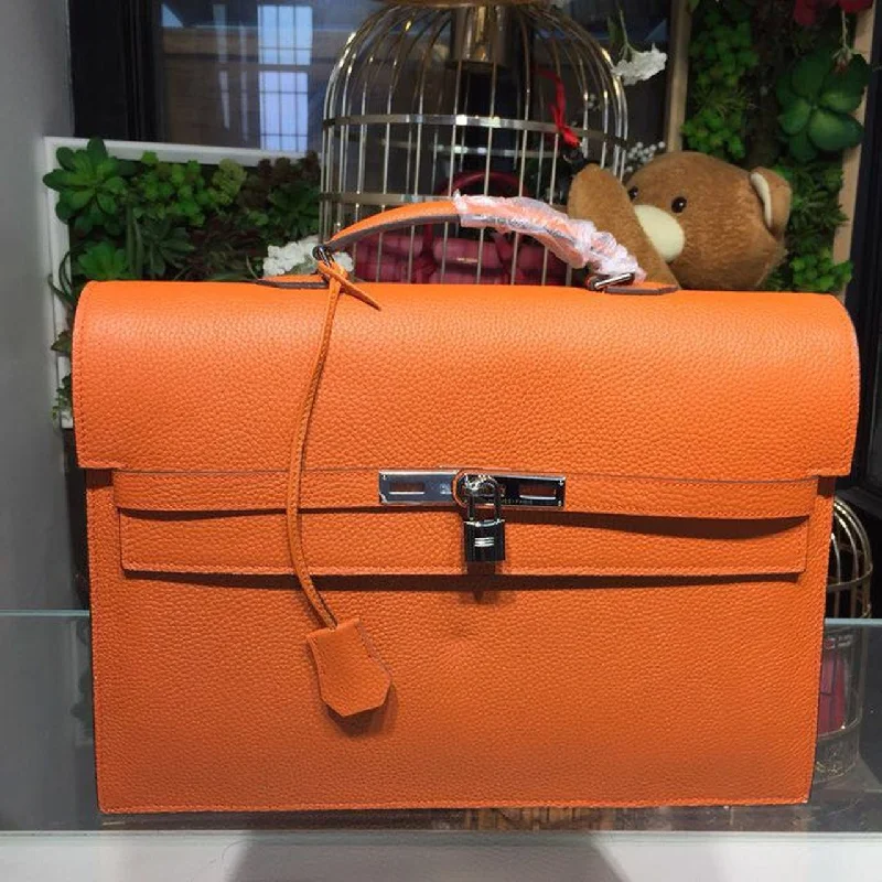 Hermes Kelly Depeche Orange For Women Palladium Hardware 15in/38cm