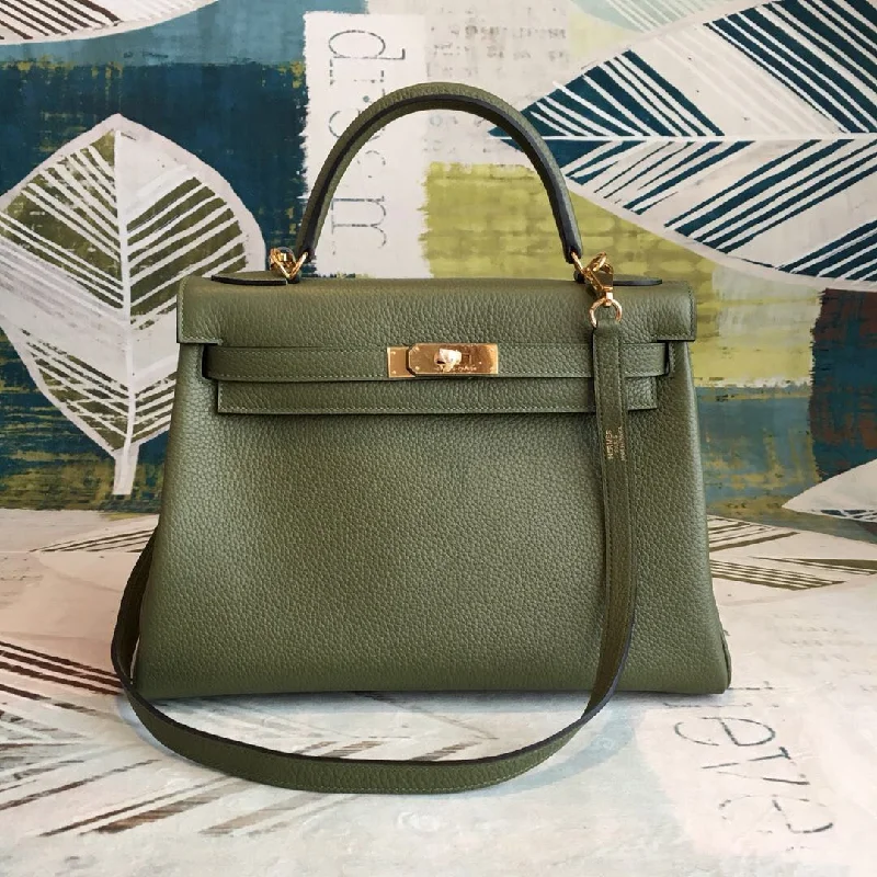 Hermes Kelly Green Bag In Epsom With Gold Toned Hardware Bag For Women 7.5in/19cm