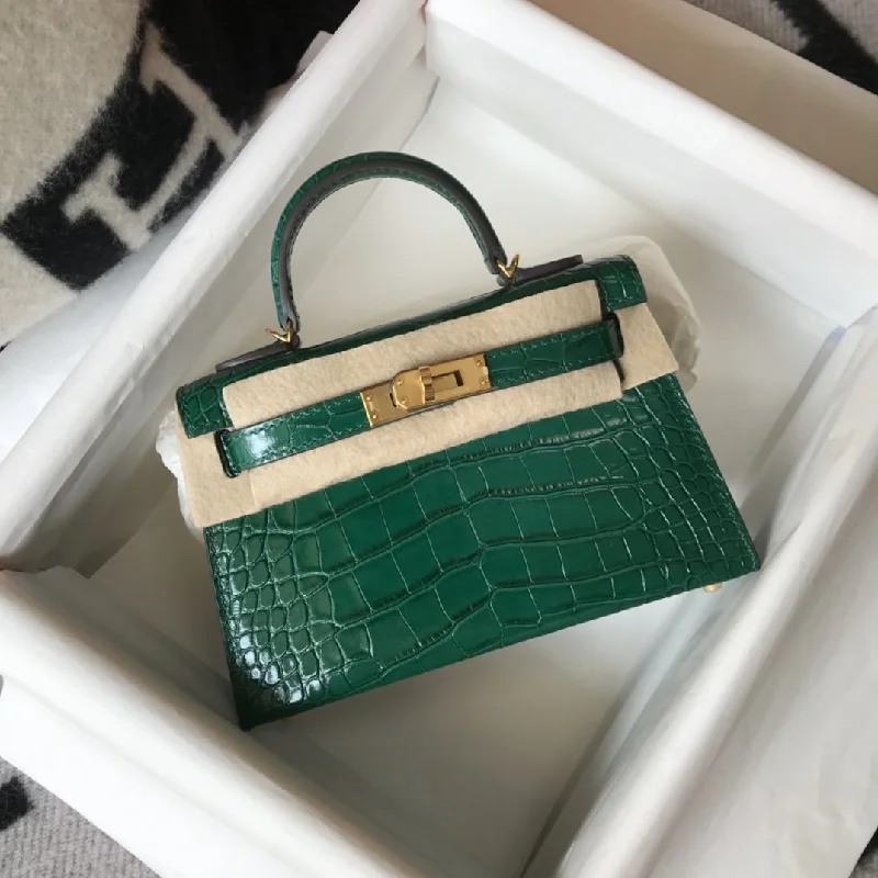 Hermes Kelly Green For Women Gold Toned Hardware 7.8in/20cm