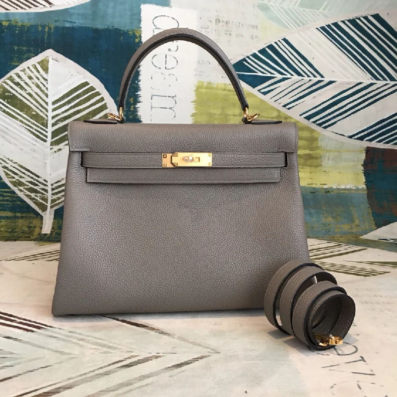 Hermes Kelly Grey Bag In Epsom With Gold Toned Hardware Bag For Women 7.5in/19cm