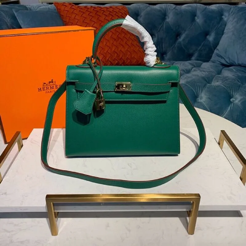 Hermes Kelly Malachite For Women Gold Toned Hardware 10in/25cm