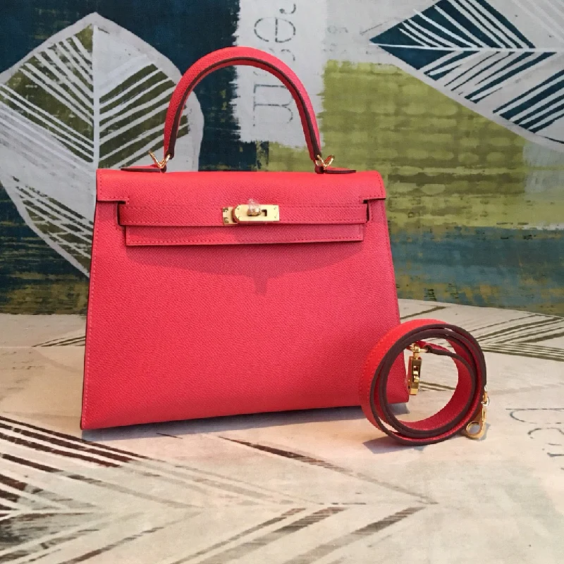 Hermes Kelly Red For Women Gold Toned Hardware 10in/25cm