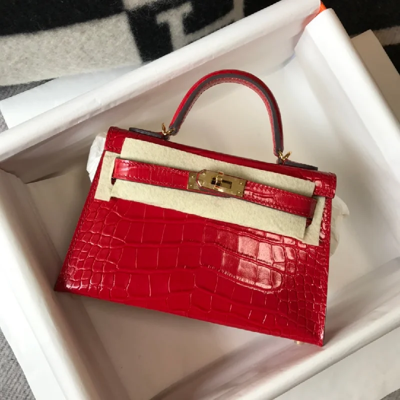 Hermes Kelly Red For Women Gold Toned Hardware 7.8in/20cm