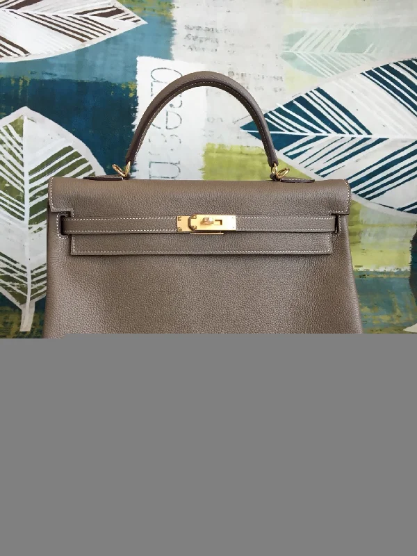 Hermes Kelly Retourne 35 Greige Togo Palladium Hardware For Women 13.7in/35cm