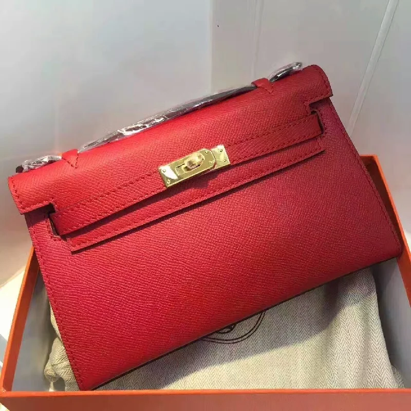 Hermes Kelly Wallet To Go Woc Epsom Red For Women. Women-s Wallet 8.5in/22cm