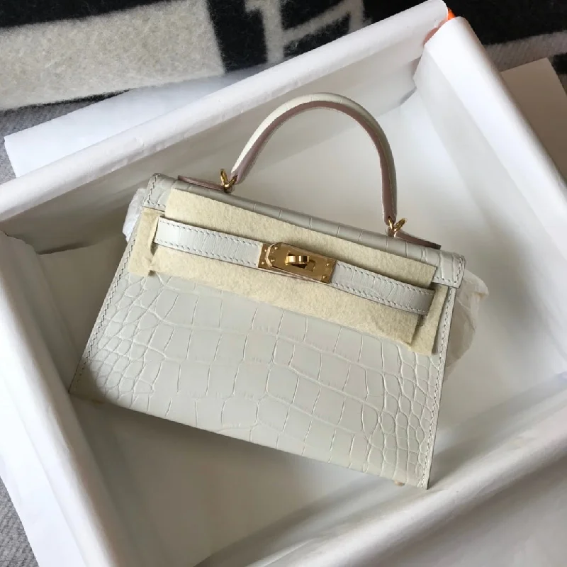 Hermes Kelly White For Women Gold Toned Hardware 7.8in/20cm