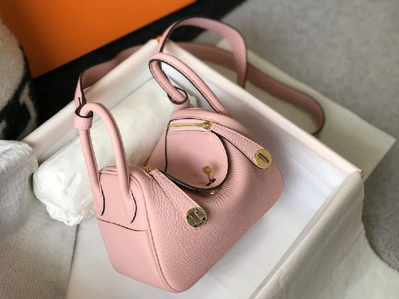 Hermes Lindy Mini Clemence Bag Pink With Gold Hardware For Women. Women-s Handbags. Shoulder And Crossbody Bags 7.5in/19cm