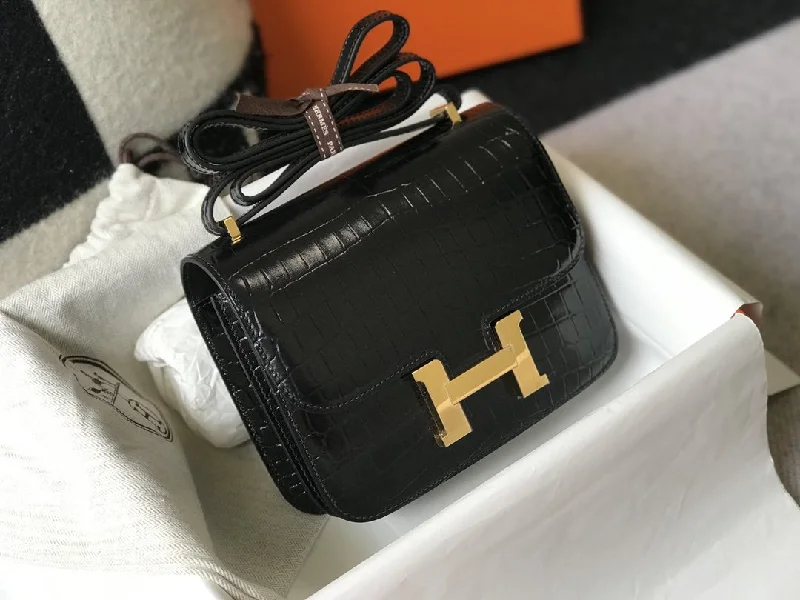 Hermes Mini Constance Bag Black For Women Gold Color Hardware 7.1in/18cm