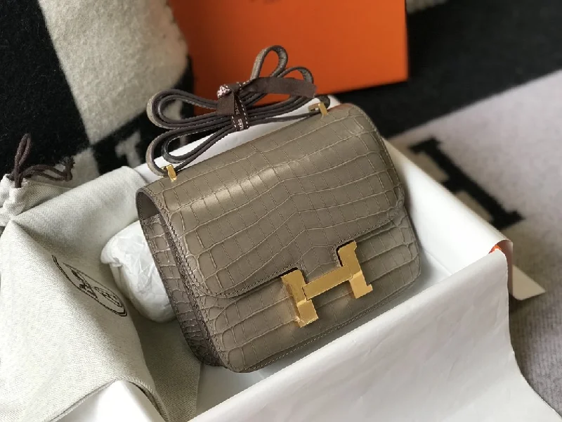 Hermes Mini Constance Bag Grey For Women Gold Color Hardware 7.1in/18cm