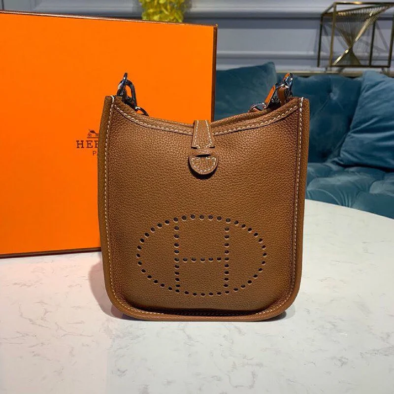 Hermes Mini Evelyne Brown For Women 7.8in/20cm