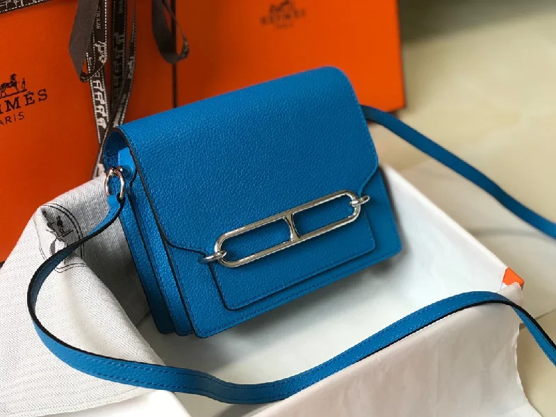 Hermes Mini Evercolor Sac Roulis 19 Blue For Women. Women-s Handbags. Shoulder Bags 7.5in/19cm