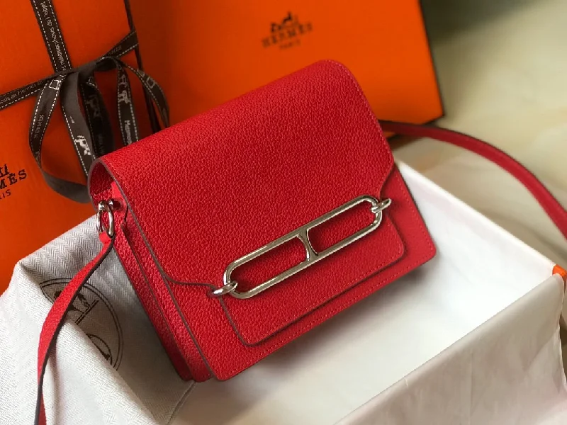 Hermes Mini Evercolor Sac Roulis 19 Red For Women. Women-s Handbags. Shoulder Bags 7.5in/19cm