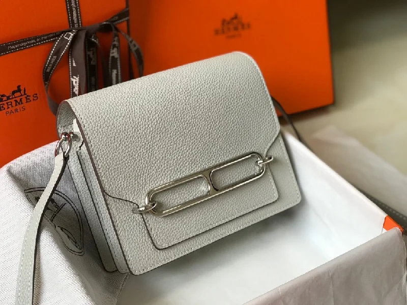 Hermes Mini Evercolor Sac Roulis 19 White For Women. Women-s Handbags. Shoulder Bags 7.5in/19cm