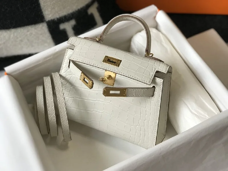 Hermes Mini Kelly 19 Beton Crocodile Bag For Women. Women-s Handbags. Shoulder Bags 7.5in/19cm